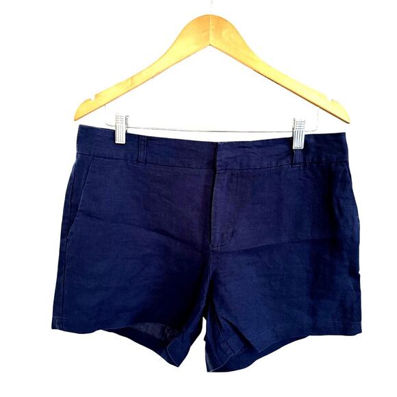 100% Linen Navy Shorts VTG Women's Size 8 - Picture 1 of 3